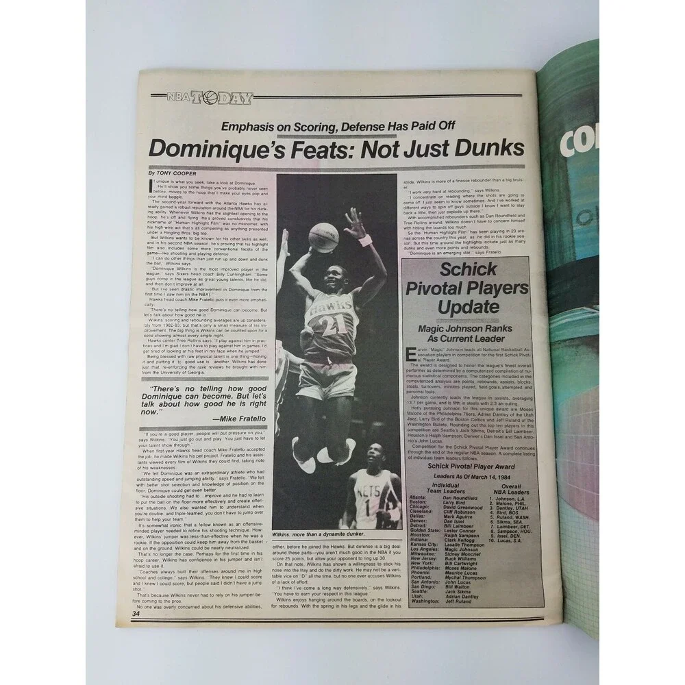 RARE Vtg 1984 NBA Today Newspaper Magazine Basketball KAREEM / WILT lakers MJ